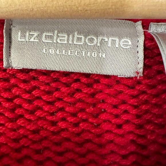 Liz Claiborne Collection Womens Knit Merino Wool Cardigan Sweater Red Size Small - Picture 5 of 7